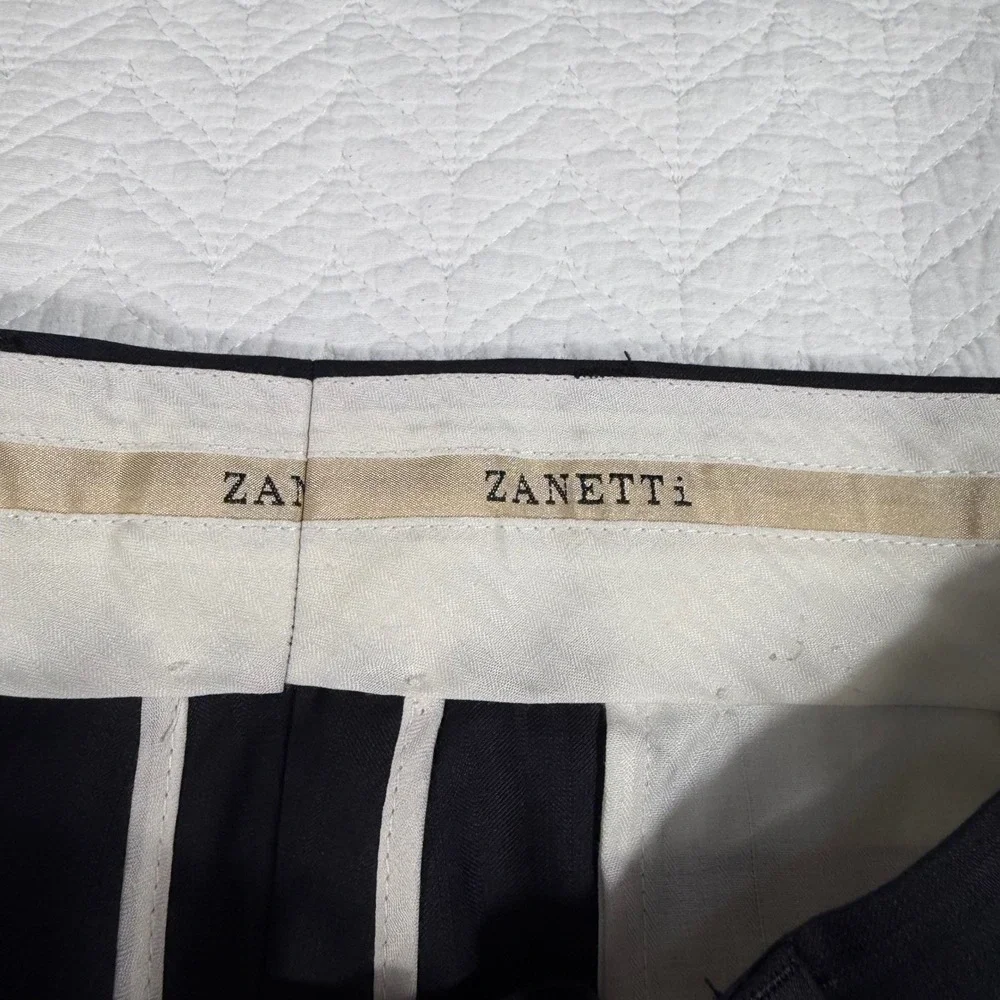 Zanetti Suit Mens 40R Navy Blue Pinstripe Super 120s Wool 3-Button 34x31 Italy‎